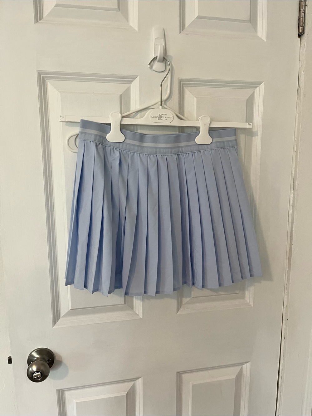 Lands' End Light Blue Pleated Mini Skirt
